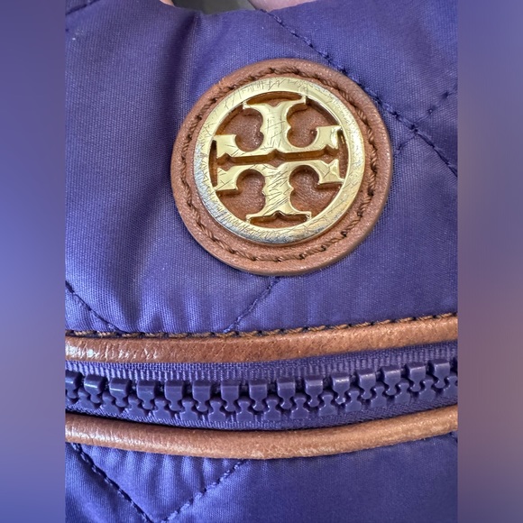 Tory Burch Adorable Alice Purple and Brown Adjustable Quilted Nylon Bag GUC - Picture 7 of 10